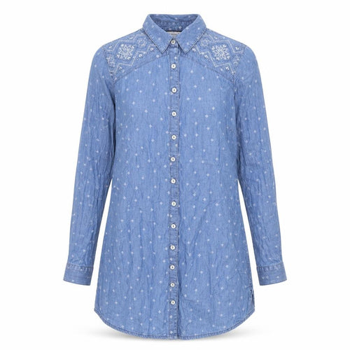 Marks and Spencer Womens Blue Geometric Cotton Shirt Dress Size 10 Collared Button