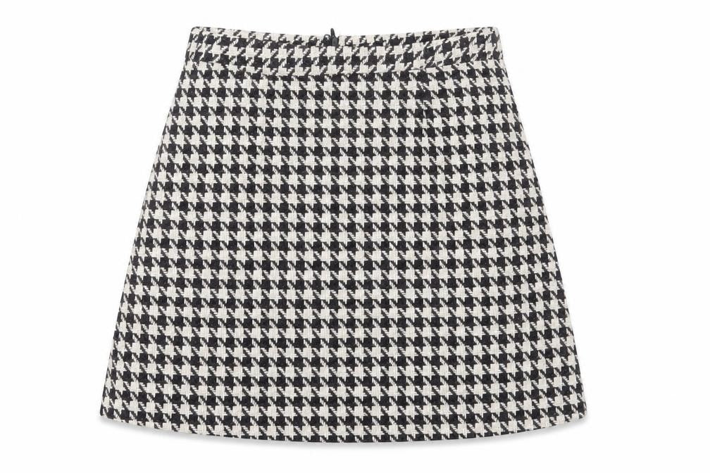 In the Style Womens White Plaid Polyester A-Line Skirt Size 6 Zip
