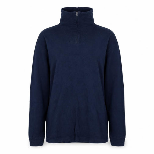Front view of BHS women’s blue cotton pullover sweatshirt, size M, zip