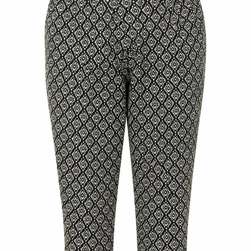 prew Womens Black Geometric Viscose Capri Trousers Size 32 in L22 in Regular