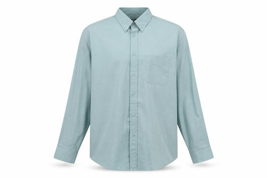 George Mens Green Polyester Button-Up Size 16 Collared Button