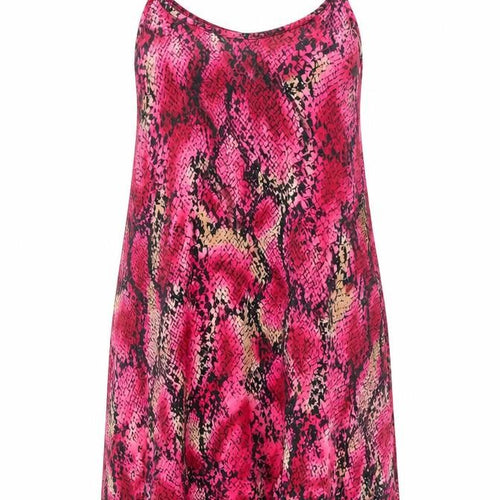 G21 Womens Pink Animal Print Polyester Tank Dress Size 8 Round Neck Pullover - Snake Pattern