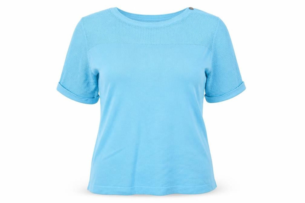 Damart Womens Blue Round Neck Cotton Pullover Jumper Size 14 - Size 14-16