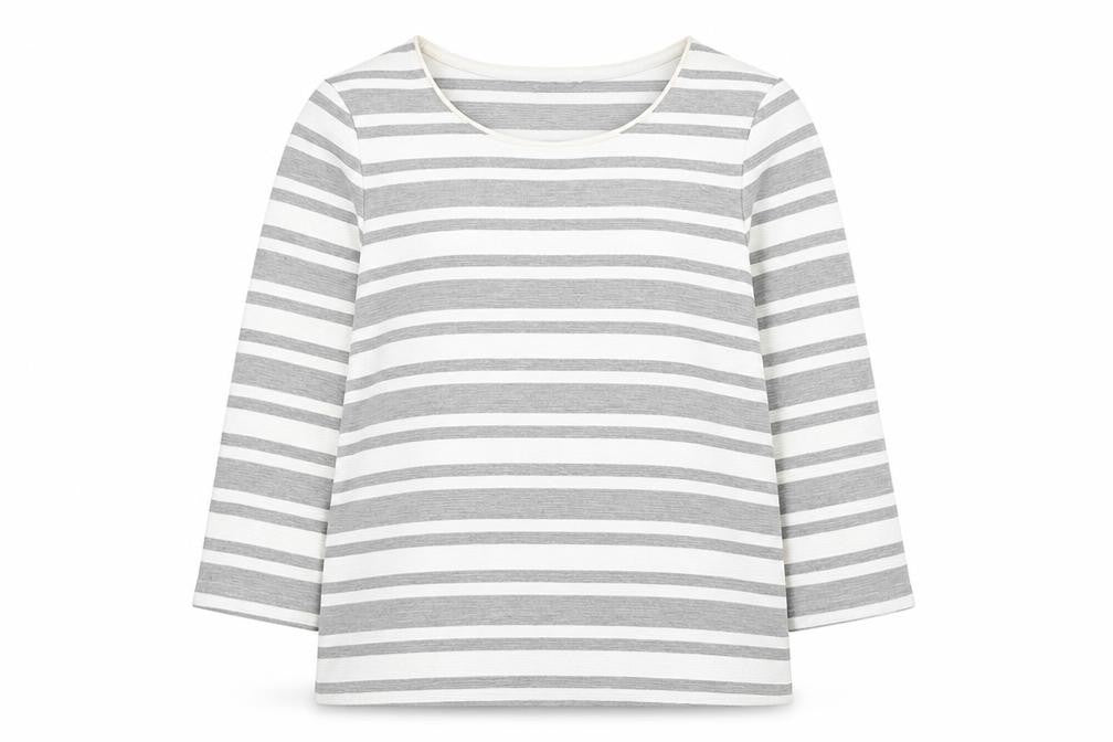 Classics Womens White Striped Polyester Pullover Sweatshirt Size 10 Pullover