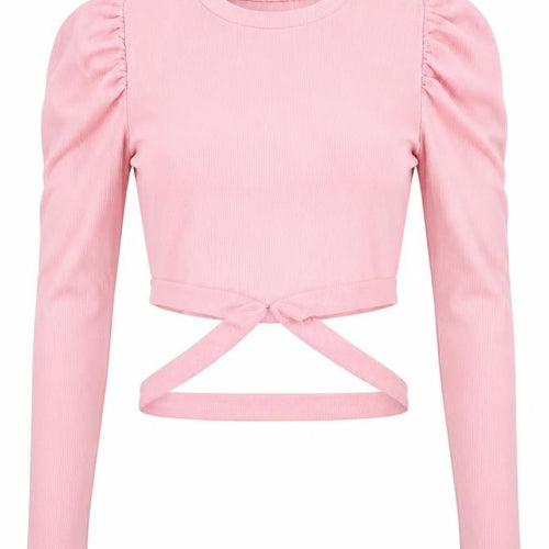 SheIn Womens Pink Polyester Jersey Blouse Size S Round Neck - Cut Out Detail