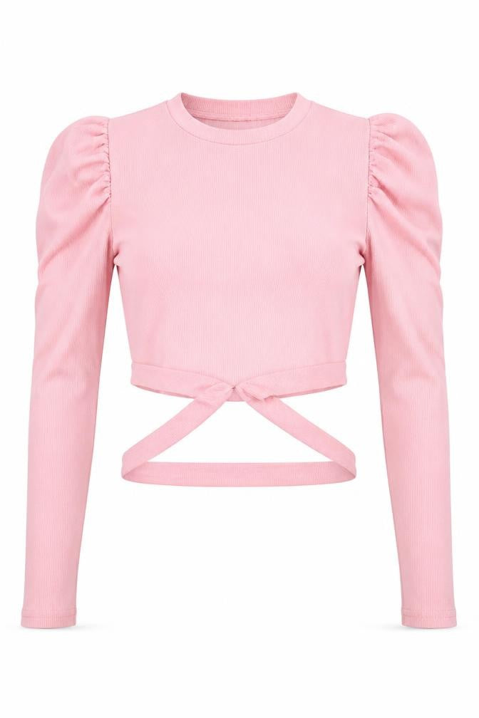 SheIn Womens Pink Polyester Jersey Blouse Size S Round Neck - Cut Out Detail