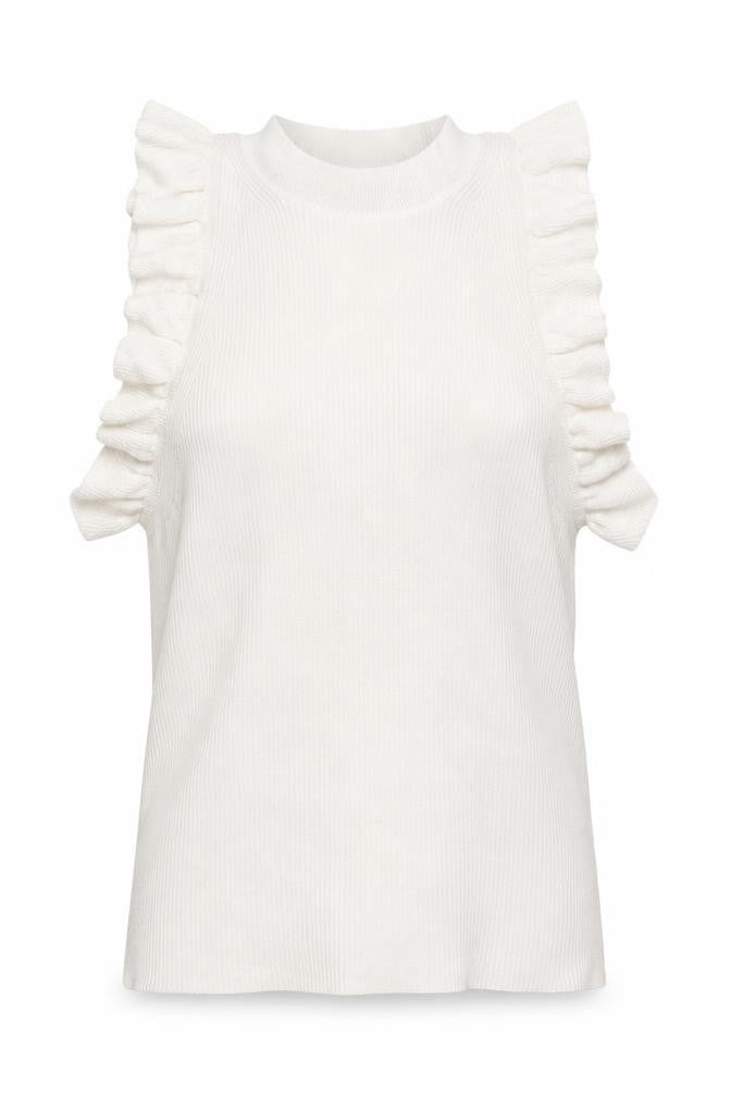 Front view of H&M women’s white mock neck acrylic vest jumper, size M