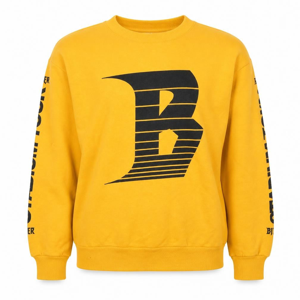 Front view of Divided women’s yellow cotton pullover sweatshirt, size M, pullover - bieber stadium tour 2017