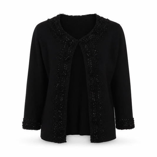Front view of Roman women’s black v-neck polyester cardigan jumper, size S