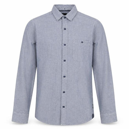 Only & Sons Mens Blue Polyester Button-Up Size S Collared Button