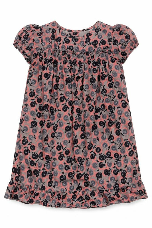 Front view of Mexx girls’ grey geometric 100% cotton a-line, size 18-24, months round neck button