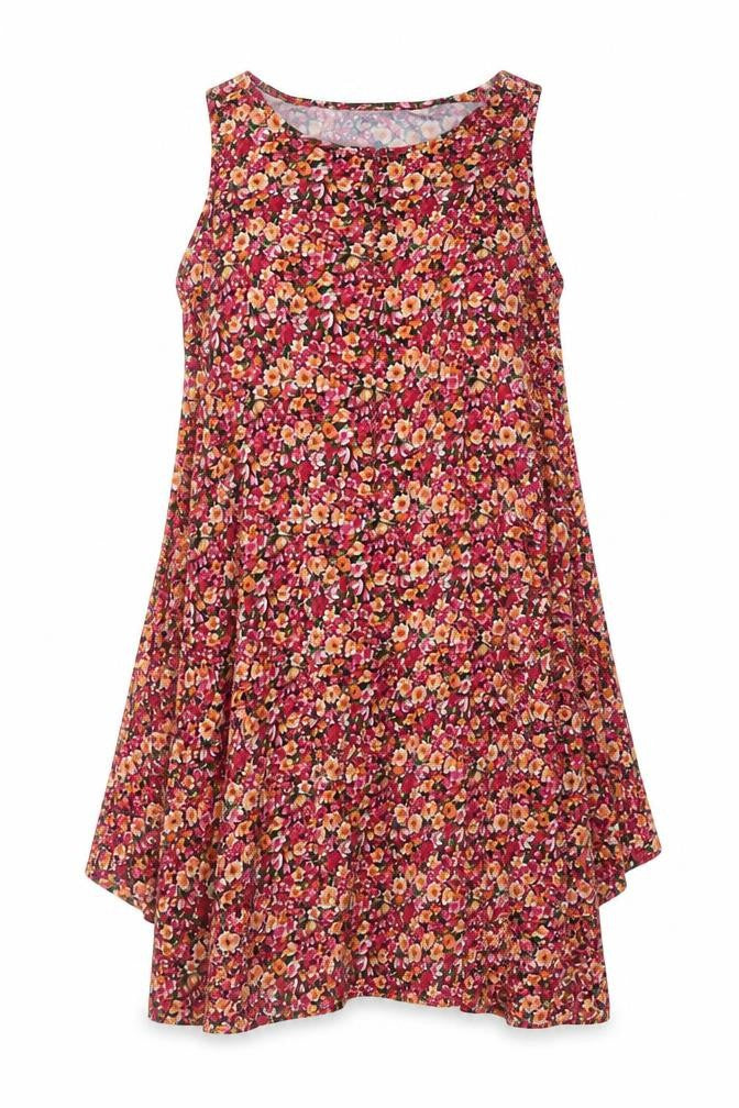 QED London Womens Pink Floral Viscose A-Line Size M Crew Neck Pullover - Size M/L