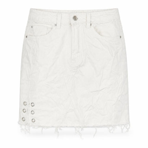 Denim & Co. Womens White Cotton A-Line Skirt Size 8 Button
