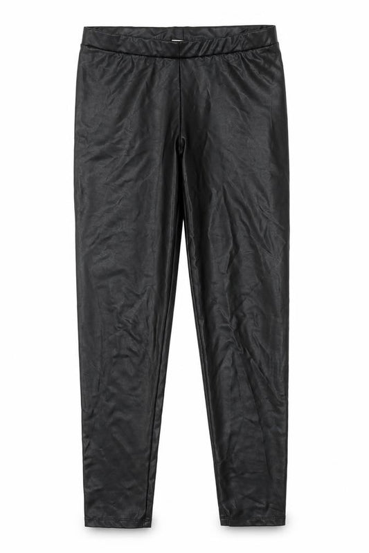 Matalan Girls Black Polyurethane Capri Trousers Size 10 Years Regular Pullover - Leather Look