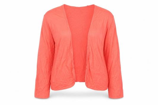 Front view of Capsule women’s pink v-neck cotton cardigan jumper, size UK 16