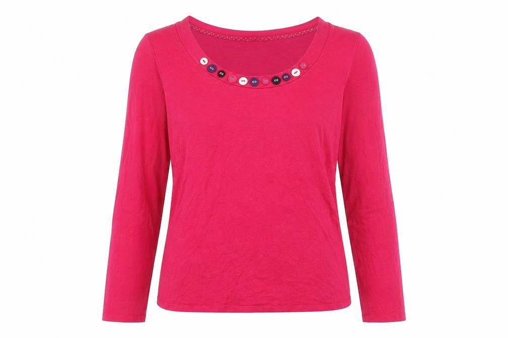 Per Una Womens Pink Polyester Basic Blouse Size 12 Scoop Neck