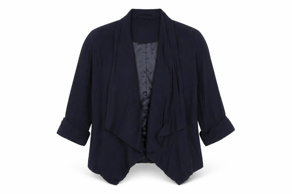 Front view of New Look women’s blue jacket blazer, size UK 8