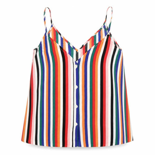 New Look Womens Multicoloured Striped Polyester Camisole Tank Size 8 V-Neck