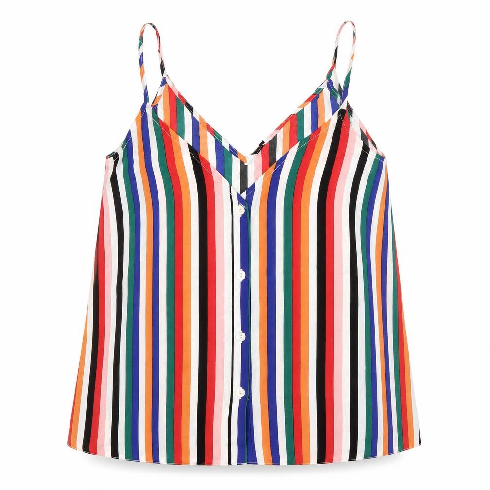 New Look Womens Multicoloured Striped Polyester Camisole Tank Size 8 V-Neck