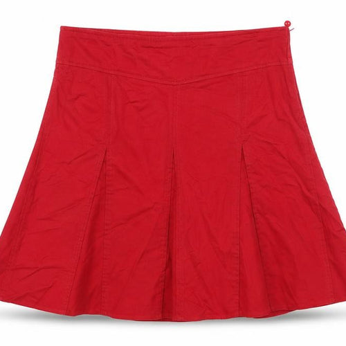 LIVRE Womens Red Cotton Pleated Skirt Size 10 Zip