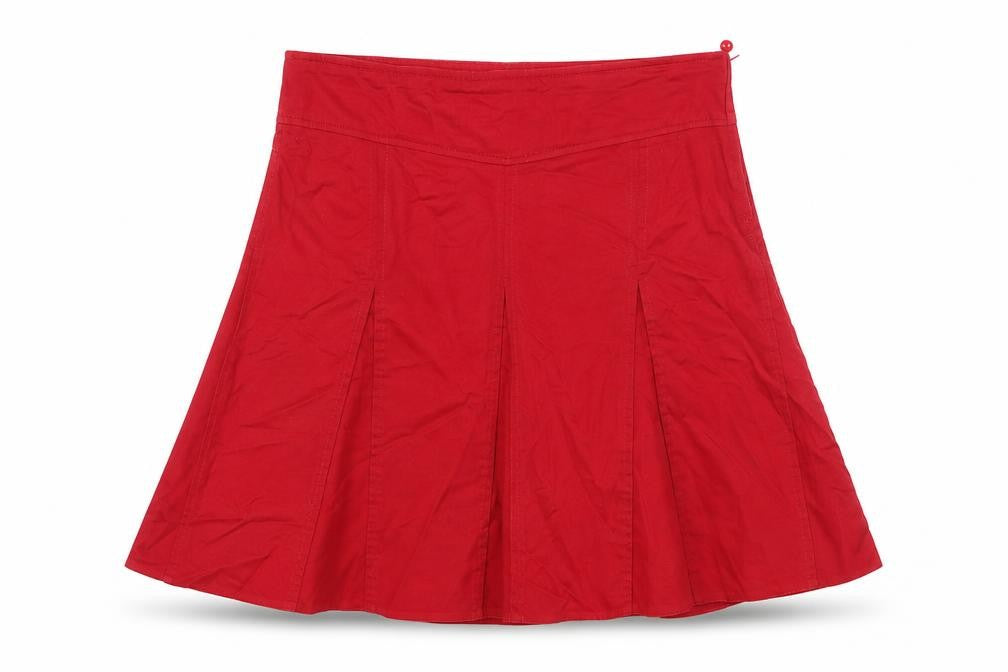 LIVRE Womens Red Cotton Pleated Skirt Size 10 Zip