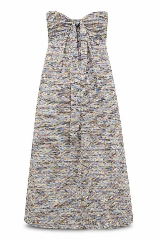 Front view of Mango women’s multicoloured geometric polyester a-line, size UK 8, sweetheart pullover