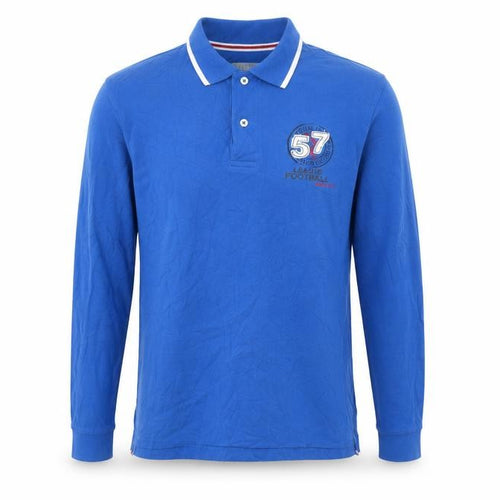 Avenue Mens Blue Cotton Polo Size M Collared Button - League Football