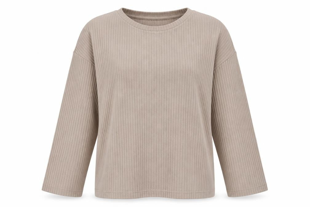 Front view of H&M women’s brown round neck polyester jumper, size L