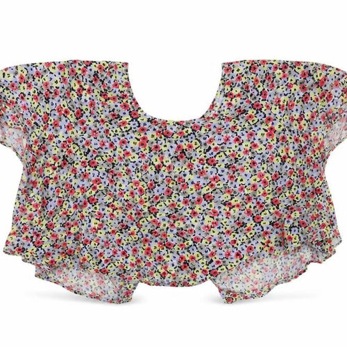 BCBGeneration Womens Multicoloured Floral Viscose Cropped Blouse Size XS Round Neck