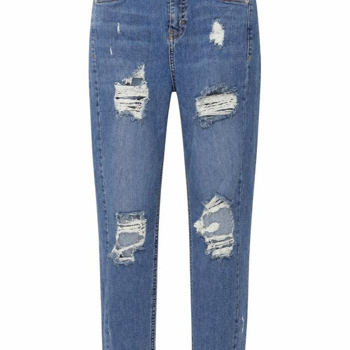Topshop Womens Blue Cotton Skinny Jeans Size 26 in L30 in Regular Button - Distressed Look