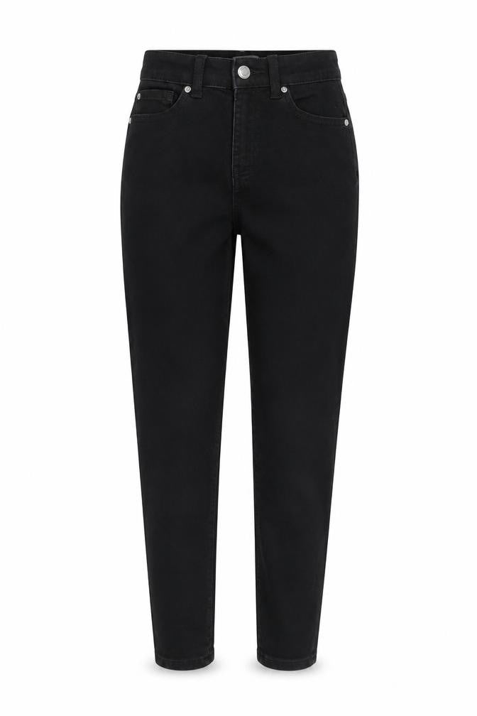 Denim & Co. Womens Black Cotton Mom Jeans Size 6 L29 in Regular Button