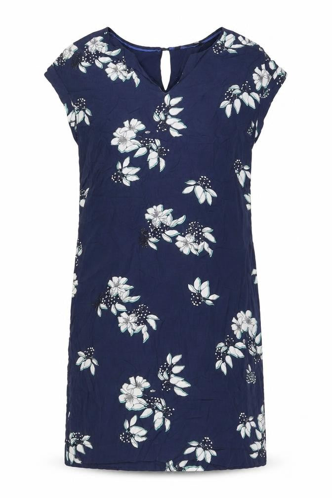 Crew Clothing Womens Blue Floral Viscose A-Line Size 12 V-Neck Pullover