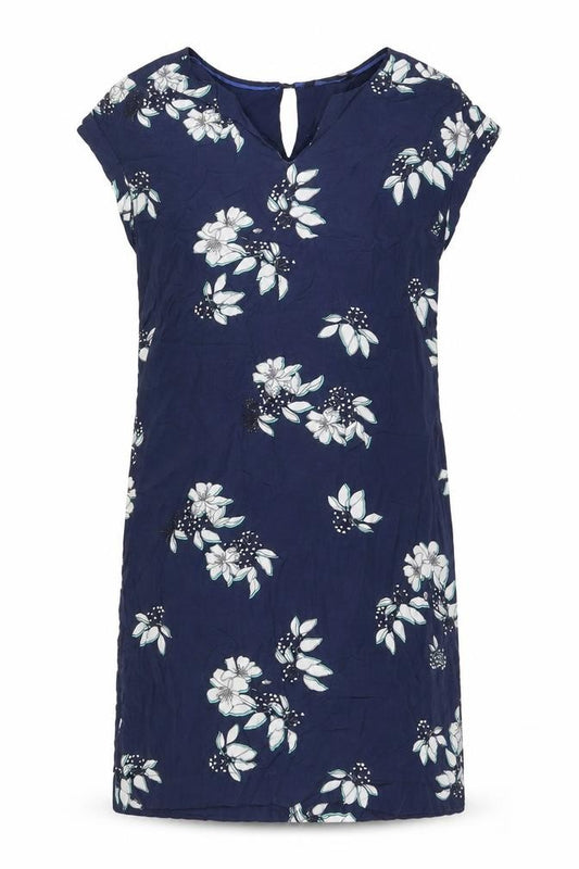 Front view of Crew Clothing Blue Floral Viscose A-Line, size 12, V-Neck Pullover