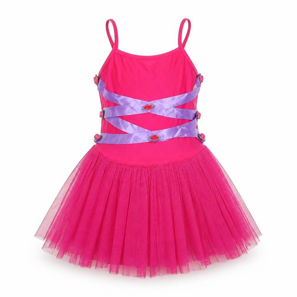 Dancing Daisy Girls Pink Polyester Tutu Dress Size 12 Months Square Neck Pullover - Bodysuit Roses