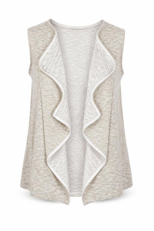 Front view of Dorothy Perkins women’s gold v-neck viscose cardigan jumper, size S, - asymmetric