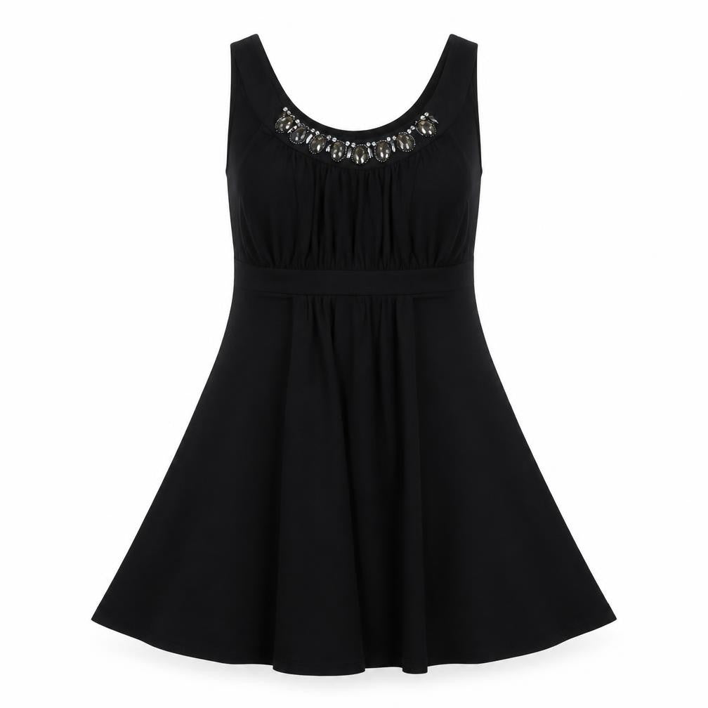 Front view of Tu women’s black polyester a-line, size UK 12, scoop neck pullover