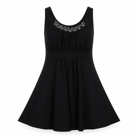 Front view of Tu women’s black polyester a-line, size UK 12, scoop neck pullover