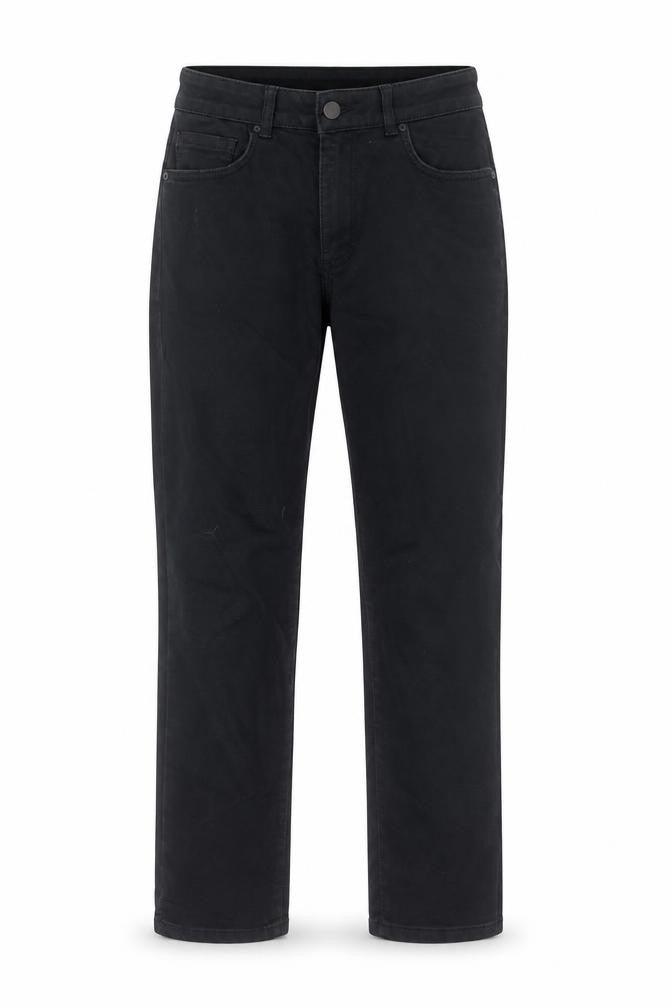Front view of Next women’s black cotton straight jeans, size UK 30, in, 26-inch leg regular button