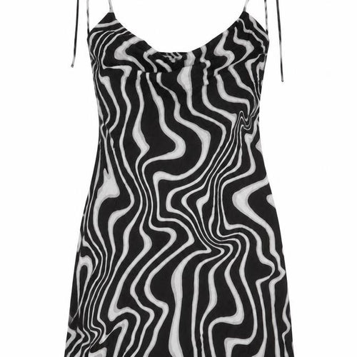 Zara Womens Black Geometric Viscose Mini Size XS Off the Shoulder Tie - Swirl Pattern