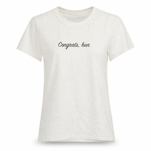 Preworn Womens White 100% Cotton Basic T-Shirt Size S Round Neck - Congrats Hun
