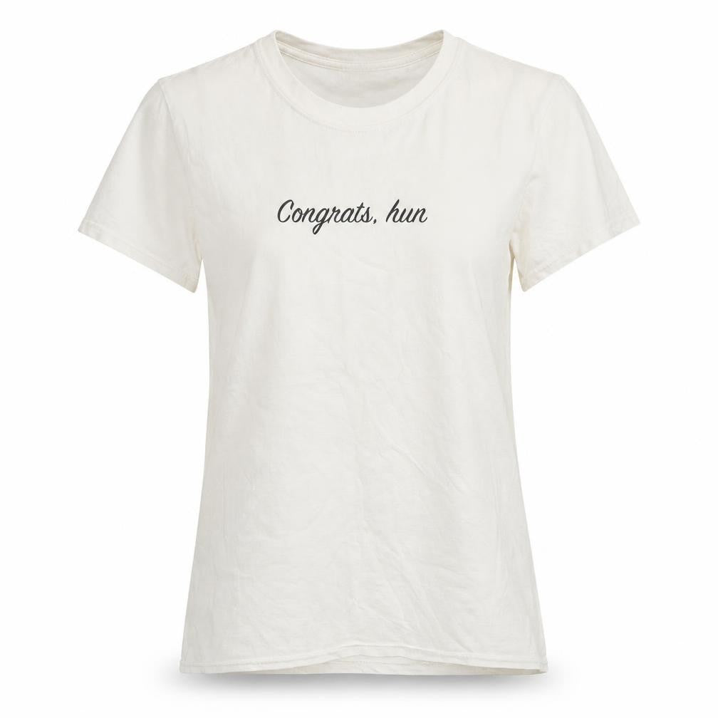 Preworn Womens White 100% Cotton Basic T-Shirt Size S Round Neck - Congrats Hun