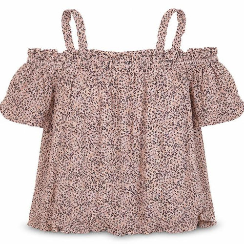 Papaya Womens Pink Animal Print Viscose Basic Blouse Size 10 Off the Shoulder - Leopard Print
