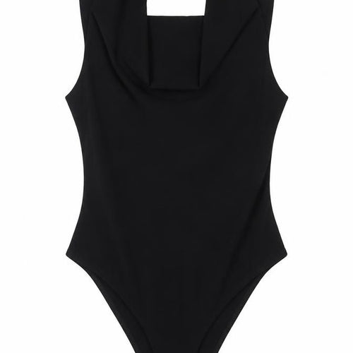 Zara Womens Black Polyester Bodysuit One-Piece Size S Snap - Back Cut Out Detail
