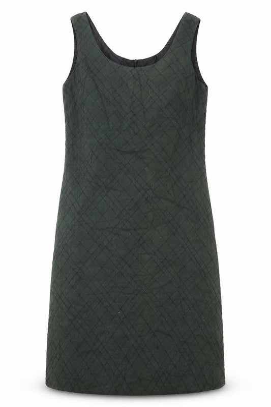 Front view of MAX&Co. women’s green geometric polyester tank dress, size UK 48, scoop neck zip