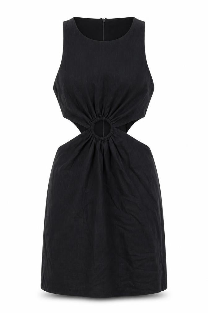 Zara Womens Black Viscose Bodycon Size 4 Scoop Neck Zip