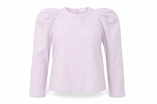 Front view of H&M women’s purple polyester basic blouse, size M, round neck