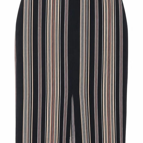Miss Selfridge Womens Multicoloured Striped Polyester Straight & Pencil Skirt Size 14 Zip