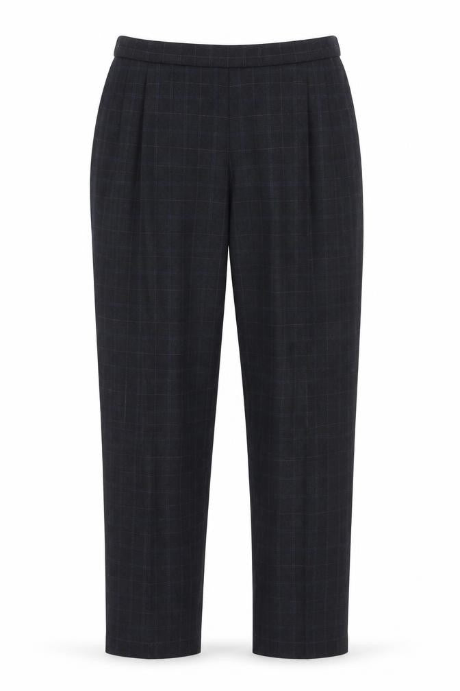 Marks and Spencer Womens Blue Plaid Polyester Carrot Trousers Size 10 L31.5 in Regular Zip