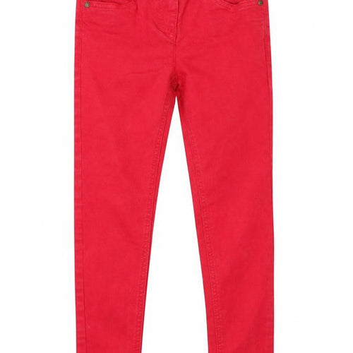 NEXT Girls Red Cotton Skinny Jeans Size 9 Months Regular Zip