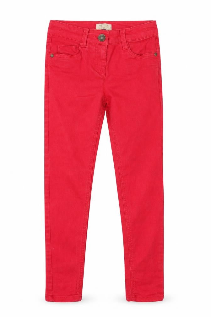 NEXT Girls Red Cotton Skinny Jeans Size 9 Months Regular Zip